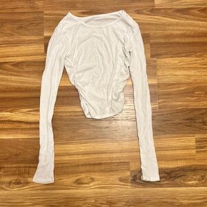 ALO White Long Sleeve Ribbed Top